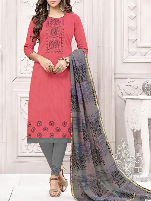 pink raw silk unstitched suit - 16028247 - Very Small Image - 1