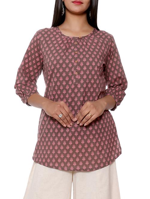 bagru printed straight kurti - 16029398 - Very Small Image - 1