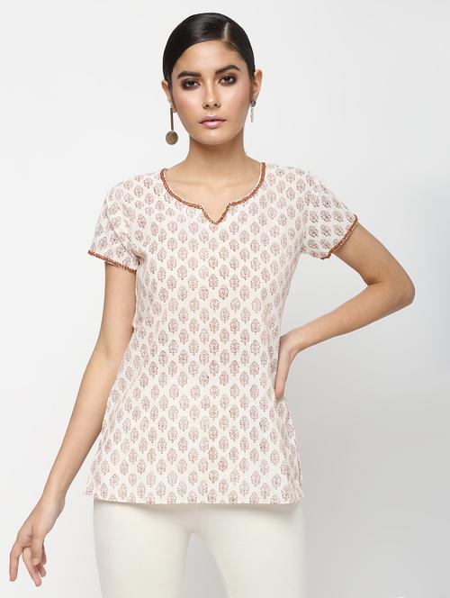 block printed straight kurti - 16029409 - Very Small Image - 1