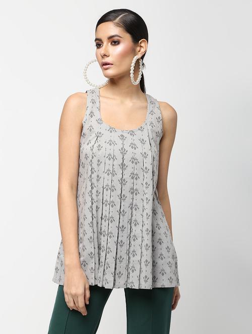 ikat printed a-line kurti - 16029424 - Very Small Image - 1