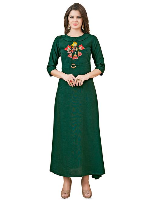 embroidered yoke a-line kurta - 16029435 - Very Small Image - 1