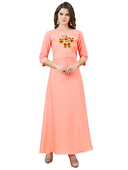 embroidered yoke a-line kurta - 16029436 - Very Small Image - 1
