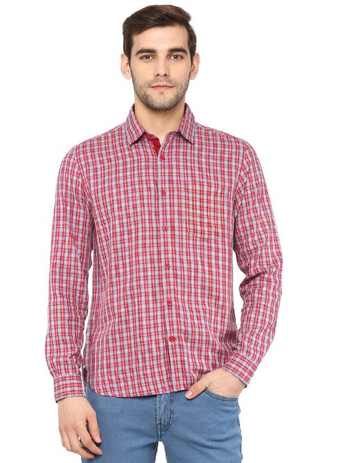 red checkered casual shirt - 16029472 - Very Small Image - 1