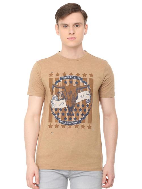 brown chest print t-shirt - 16029545 - Very Small Image - 1