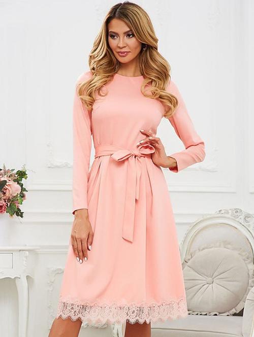 tie up pleated a-line dress - 16030336 - Very Small Image - 1