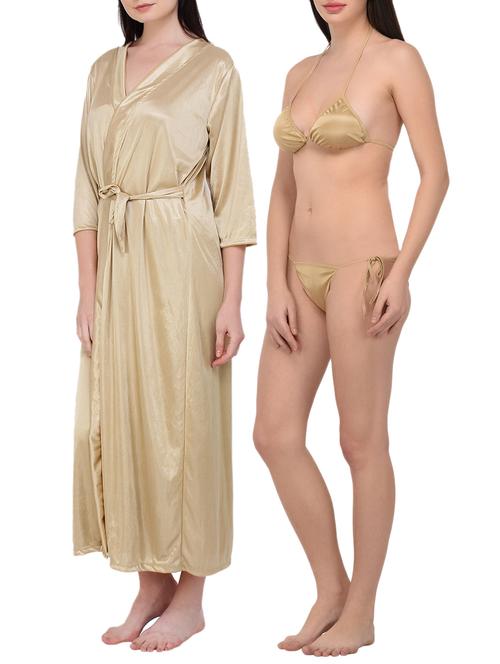 beige sleepwear robe and bikini set - 16030458 - Very Small Image - 1