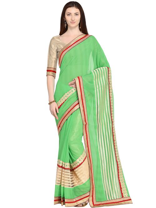 lace border embroidered saree with blouse - 16030481 - Very Small Image - 1