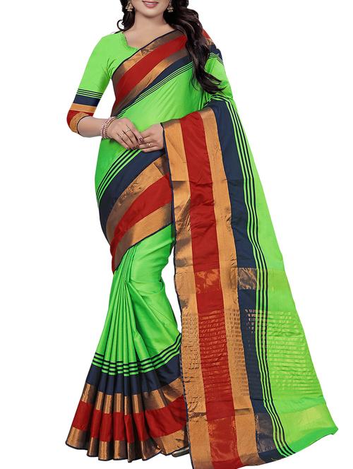 striped zari border woven saree - 16030585 - Very Small Image - 1