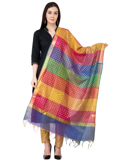 color block chanderi dupatta - 16039326 - Very Small Image - 1
