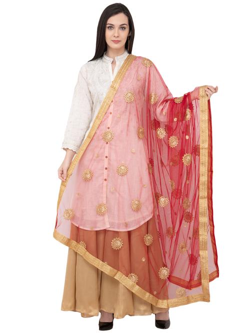 embroidered net dupatta with lace - 16039335 - Very Small Image - 1