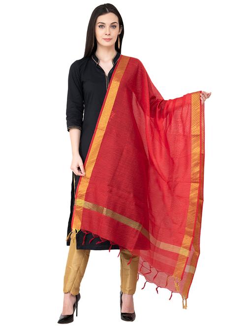 zari bordered chanderi dupatta - 16039346 - Very Small Image - 1