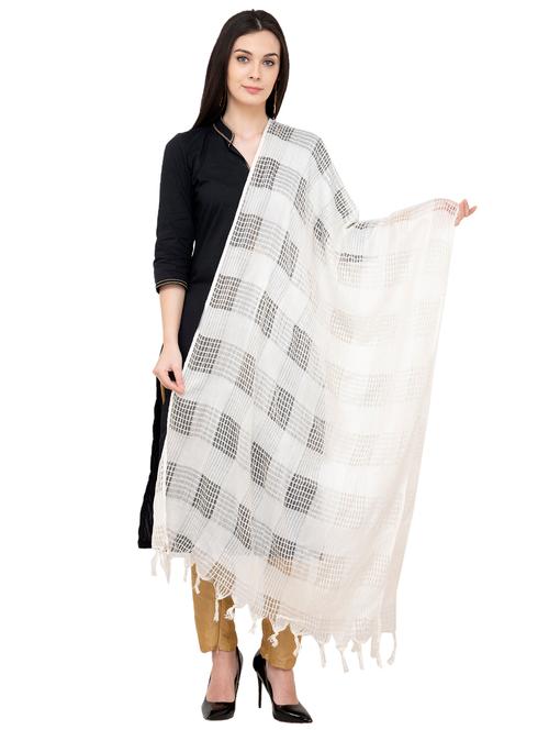 checks dupatta with fringes - 16039370 - Very Small Image - 1