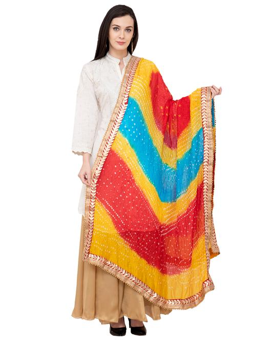 gota patti bandhani dupatta with lace - 16039380 - Very Small Image - 1