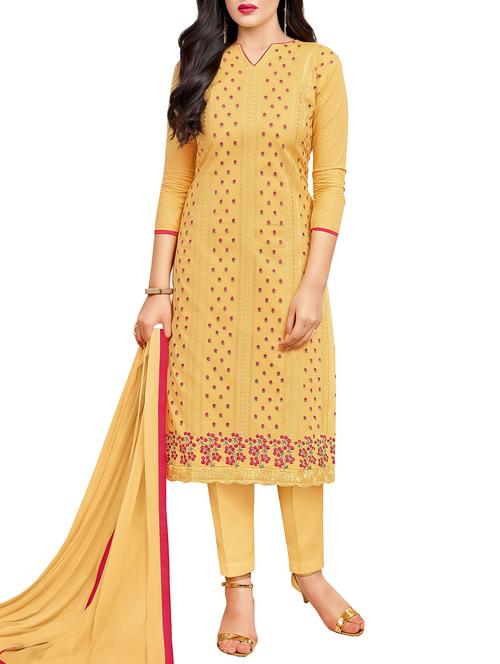 embroidered straight unstitched suit - 16039505 - Very Small Image - 1