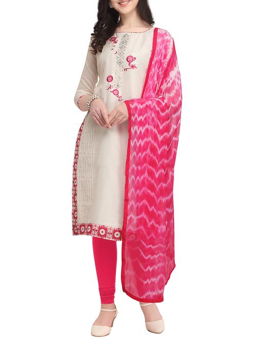 embroidered churidaar unstitched suit - 16039528 - Very Small Image - 1