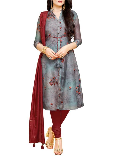 printed churidaar suits unstitched suit - 16039534 - Very Small Image - 1