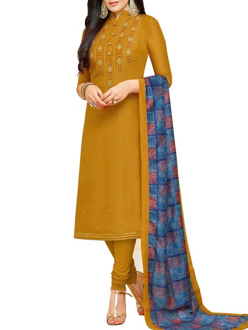 embroidered churidaar suits unstitched suit - 16039535 - Very Small Image - 1