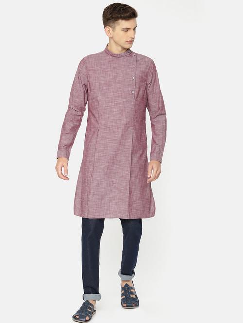 pink cotton long kurta - 16039620 - Very Small Image - 1