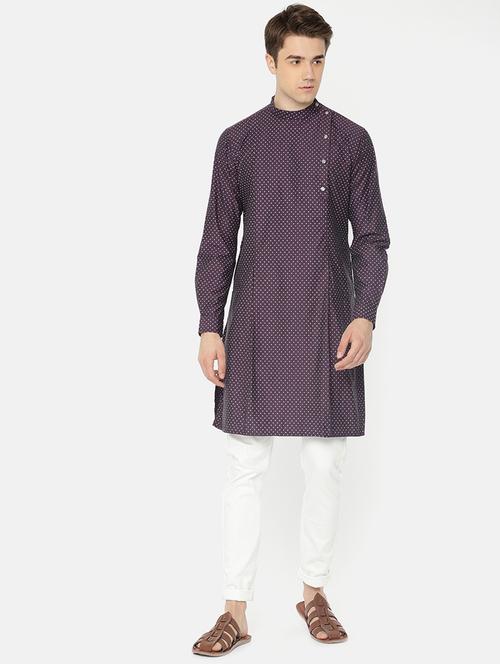 purple cotton long kurta - 16039636 - Very Small Image - 1