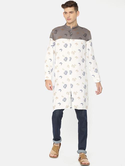 white cotton printed kurta - 16039667 - Very Small Image - 1