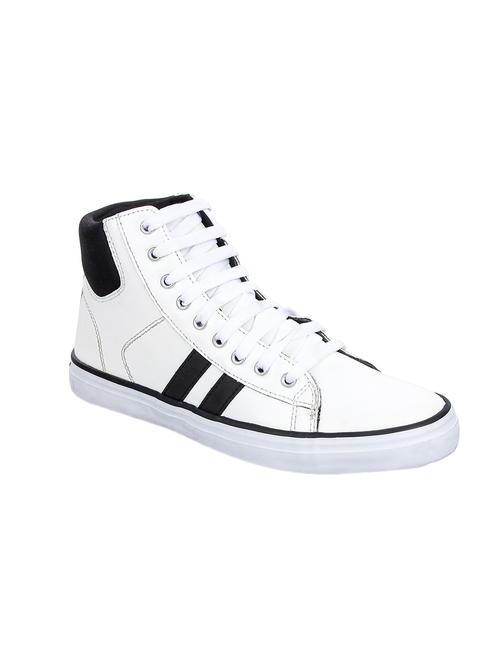 white leatherette lace up sneakers - 16039834 - Very Small Image - 1