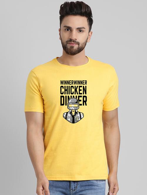 yellow pubg chest print t-shirt - 16039915 - Very Small Image - 1