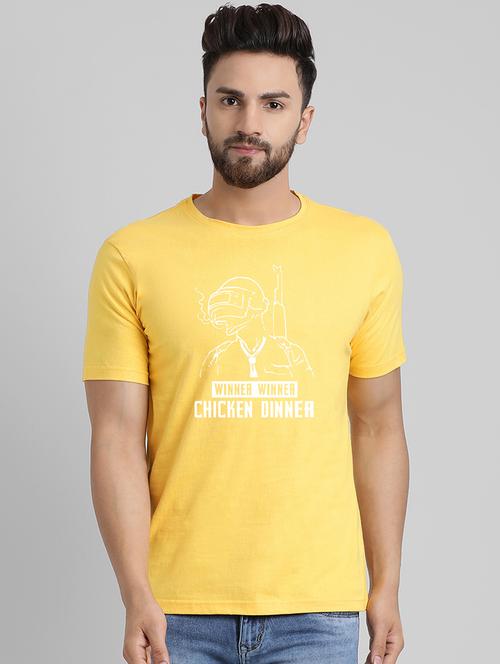 yellow pubg chest print t-shirt - 16039920 - Very Small Image - 1