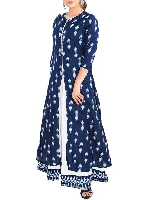 ikat layered kurta - 16040340 - Very Small Image - 1