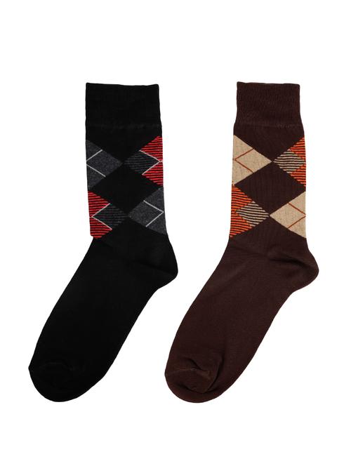 set of 2 multi colored cotton above ankle length sock - 16040708 - Very Small Image - 1