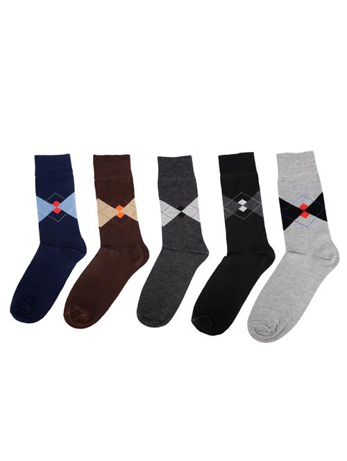 set of 5 multi colored cotton above ankle length sock - 16040718 - Very Small Image - 1