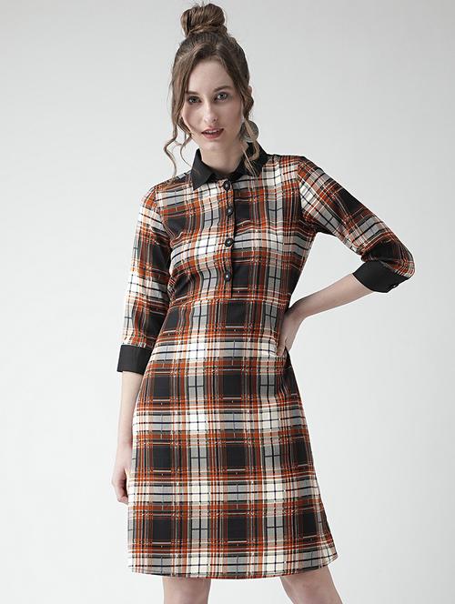 tie back checkered a-line dress - 16041179 - Very Small Image - 1