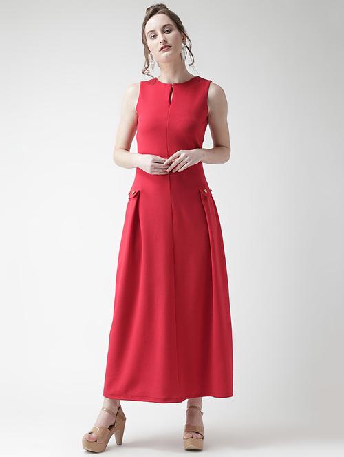 keyhole neck pleat detail maxi dress - 16041183 - Very Small Image - 1