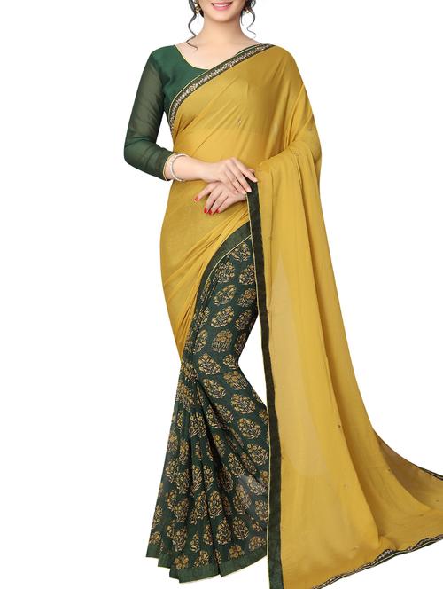 floral half & half saree - 16041341 - Very Small Image - 1
