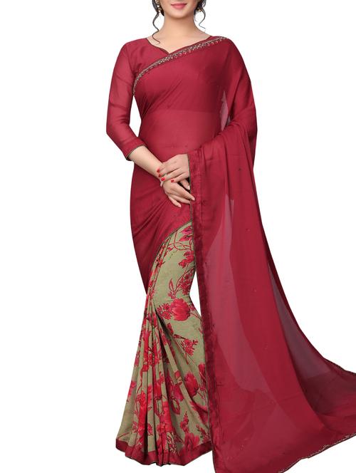 floral half & half saree - 16041342 - Very Small Image - 1