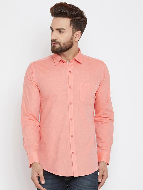 orange cotton casual shirt - 16041672 - Very Small Image - 1