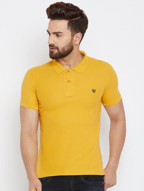 yellow solid polo t-shirt - 16041680 - Very Small Image - 1