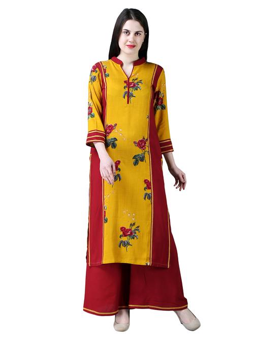 floral kurta palazzo set - 16041784 - Very Small Image - 1