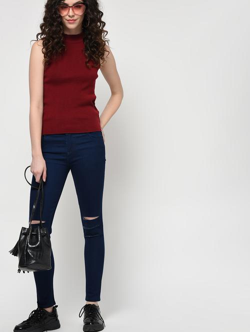 ladder ripped ankle length jeans - 16042148 - Very Small Image - 1