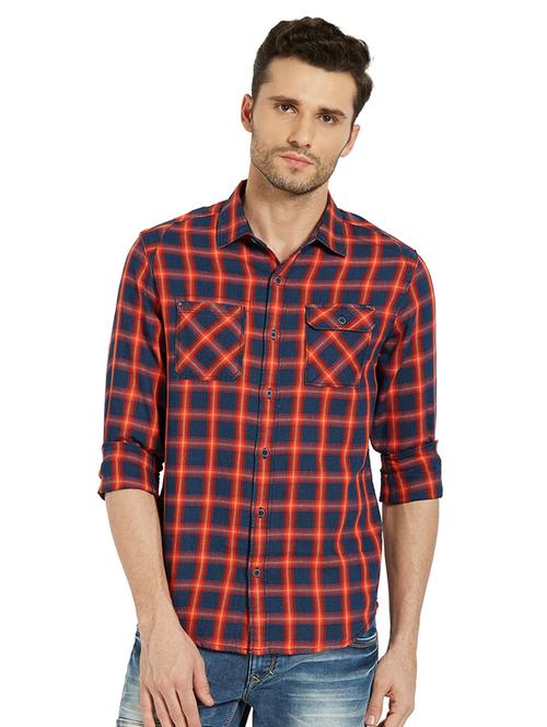 blue checkered casual shirt - 16042840 - Very Small Image - 1