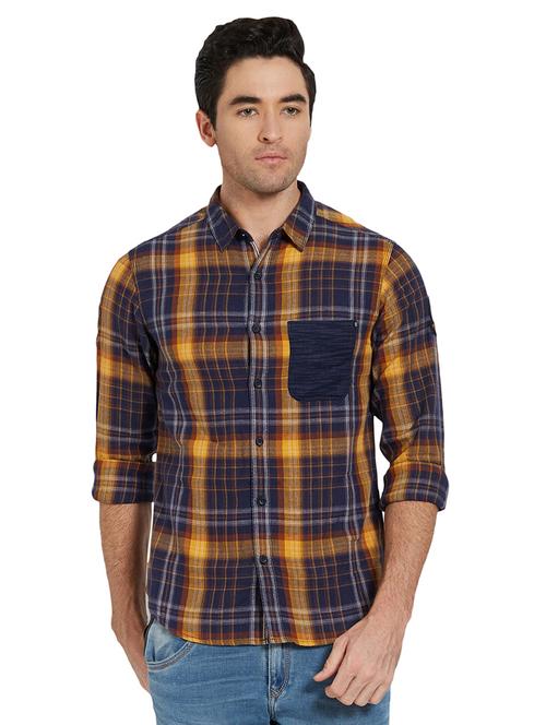 blue checkered casual shirt - 16042860 - Very Small Image - 1