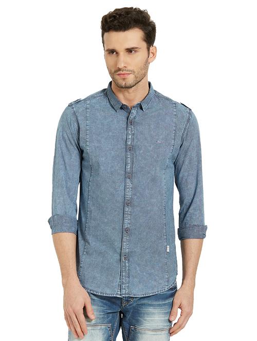 blue cotton casual shirt - 16042865 - Very Small Image - 1