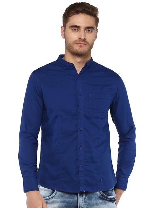 blue solid casual shirt - 16042923 - Very Small Image - 1
