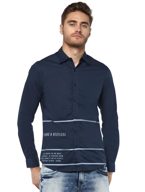 blue printed casual shirt - 16042968 - Very Small Image - 1