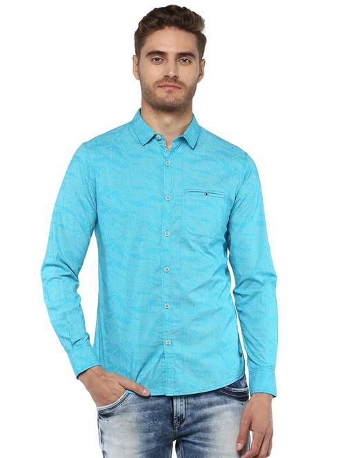 blue self design casual shirt - 16043028 - Very Small Image - 1