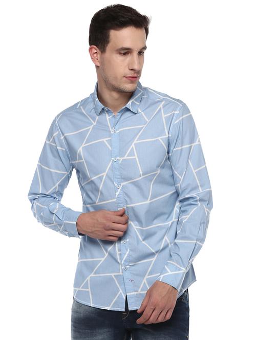 blue printed casual shirt - 16043101 - Very Small Image - 1
