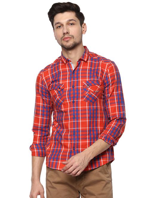 orange cotton casual shirt - 16043131 - Very Small Image - 1