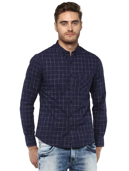 blue checkered casual shirt - 16043144 - Very Small Image - 1