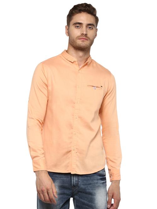 orange cotton casual shirt - 16043253 - Very Small Image - 1
