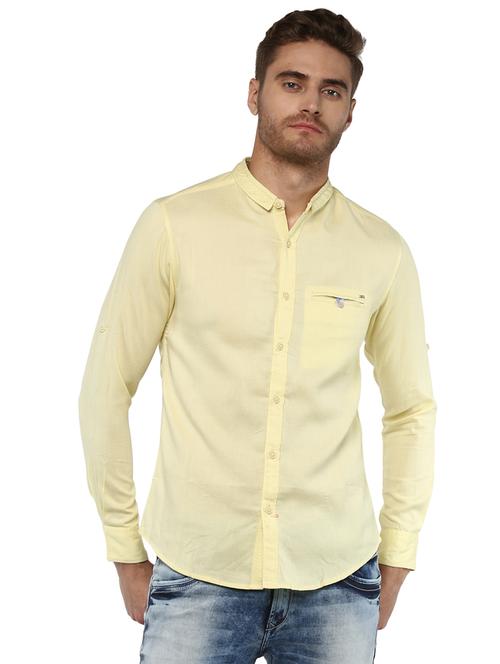 yellow solid casual shirt - 16043255 - Very Small Image - 1
