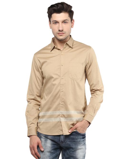 brown solid casual shirt - 16043278 - Very Small Image - 1